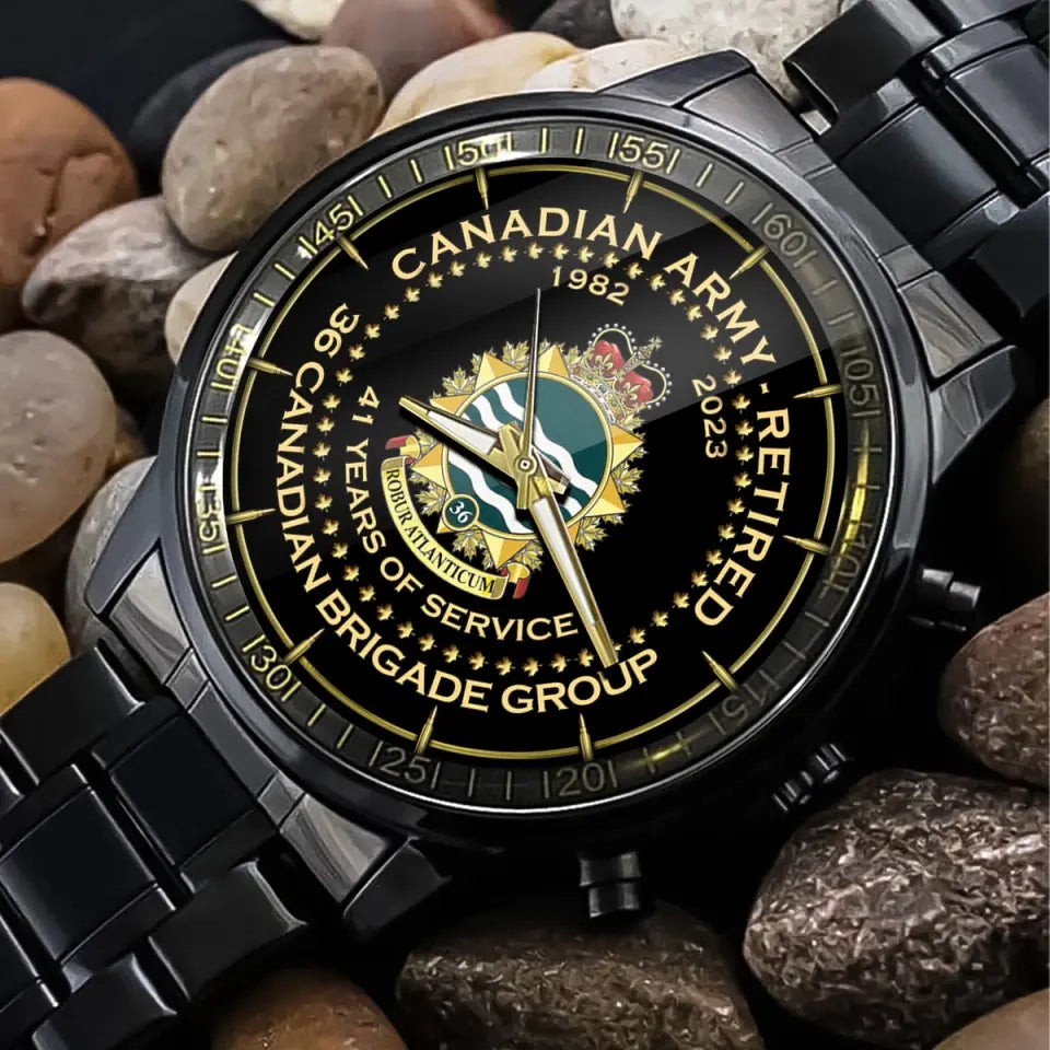 Personalized Canadian Army Retired Branch Logo Custom Served Time Watch Printed AHVQ24702