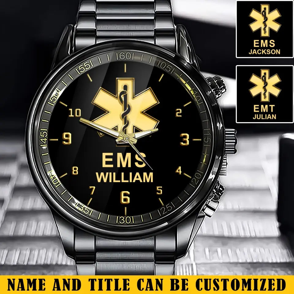 Personalized EMS Medical Logo Custom Name Watch Printed QTKH24710