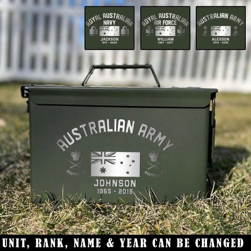 Personalized Australian Army Custom Rank & Name Ammo Box Printed VQ24713