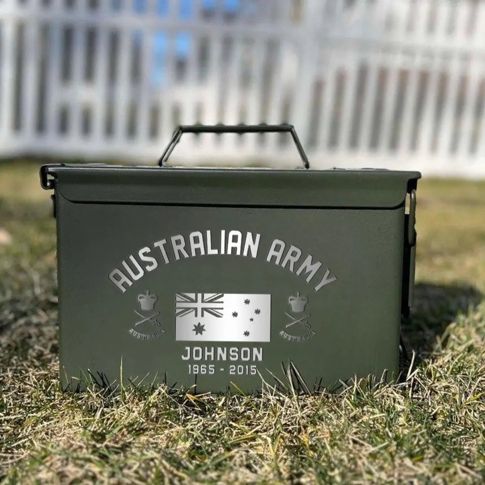 Personalized Australian Army Custom Rank & Name Ammo Box Printed VQ24713