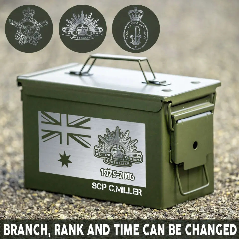 Personalized Australian Veteran Logo Custom Name & Time Ammo Box Printed QTHN24718