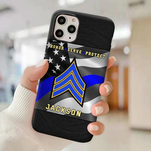 Personalized Honor Serve Protect US Police Branch Rank Camo Custom Name Phonecase Printed KVH24724