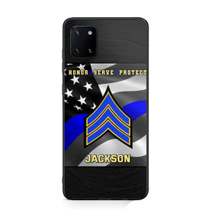 Personalized Honor Serve Protect US Police Branch Rank Camo Custom Name Phonecase Printed KVH24724