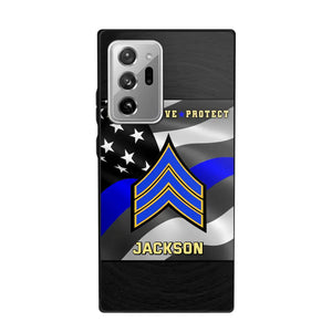 Personalized Honor Serve Protect US Police Branch Rank Camo Custom Name Phonecase Printed KVH24724