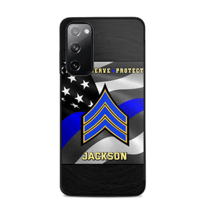 Personalized Honor Serve Protect US Police Branch Rank Camo Custom Name Phonecase Printed KVH24724