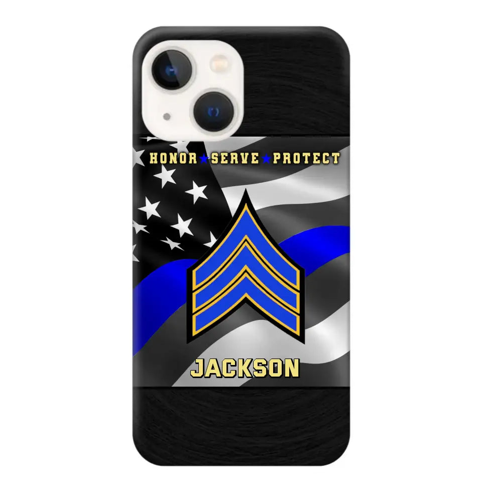 Personalized Honor Serve Protect US Police Branch Rank Camo Custom Name Phonecase Printed KVH24724