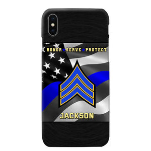 Personalized Honor Serve Protect US Police Branch Rank Camo Custom Name Phonecase Printed KVH24724