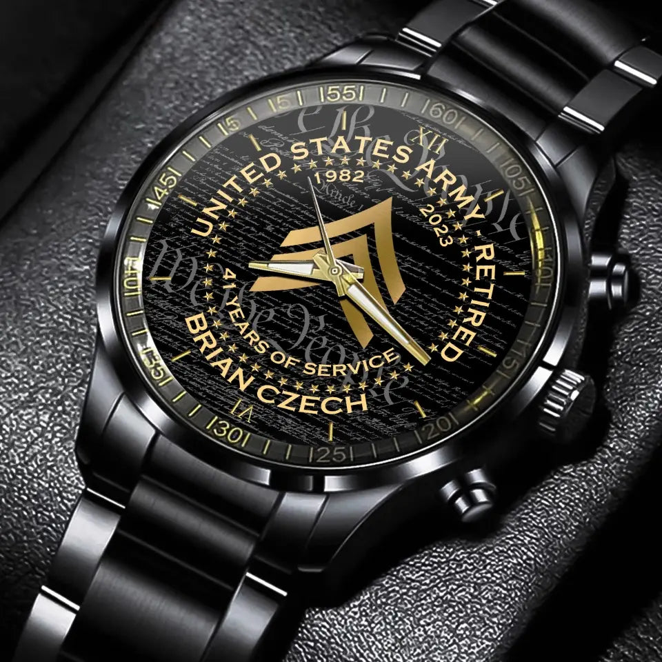 Personalized US Army Retired Custom Rank & Time Watch Printed AHVQ24734