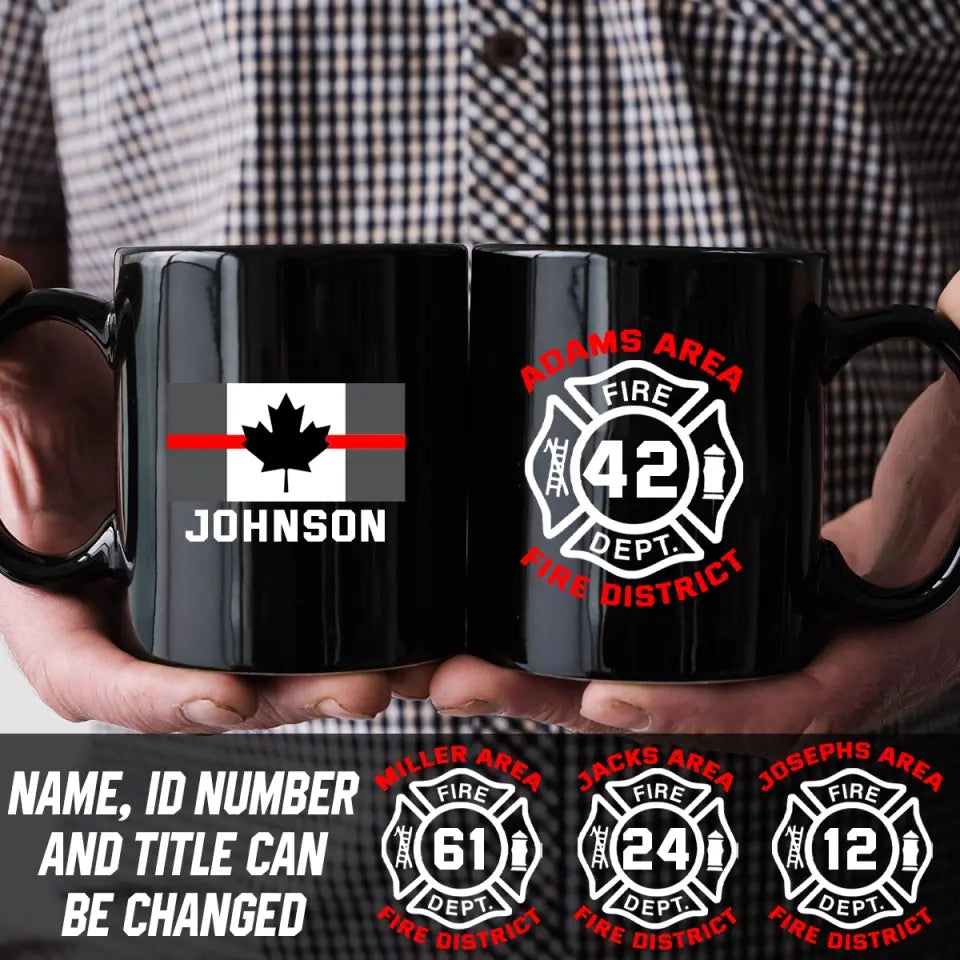 Personalized Canadian Firefighter Custom Department & ID Black Mug Printe VQ24738