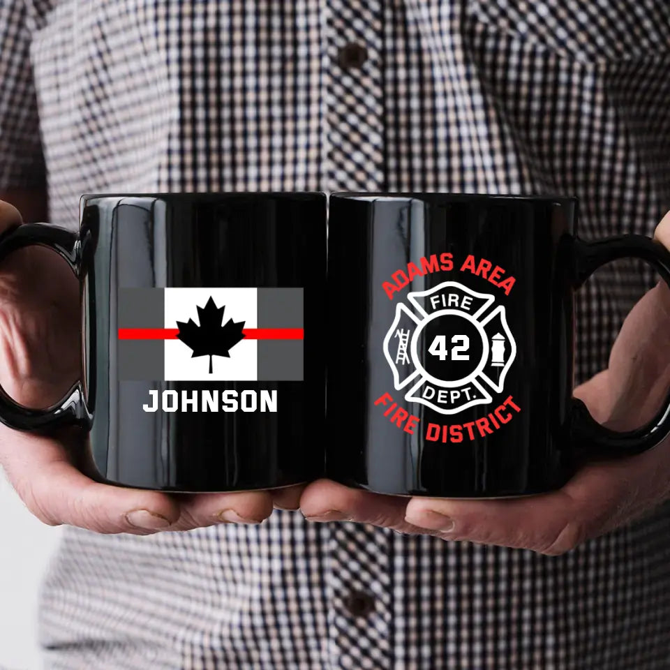 Personalized Canadian Firefighter Custom Department & ID Black Mug Printe VQ24738