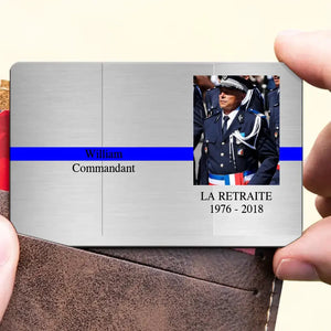 Personalized Upload Your Photo Retired French Police Officer Aluminum Wallet Card Printed QTVQ24577