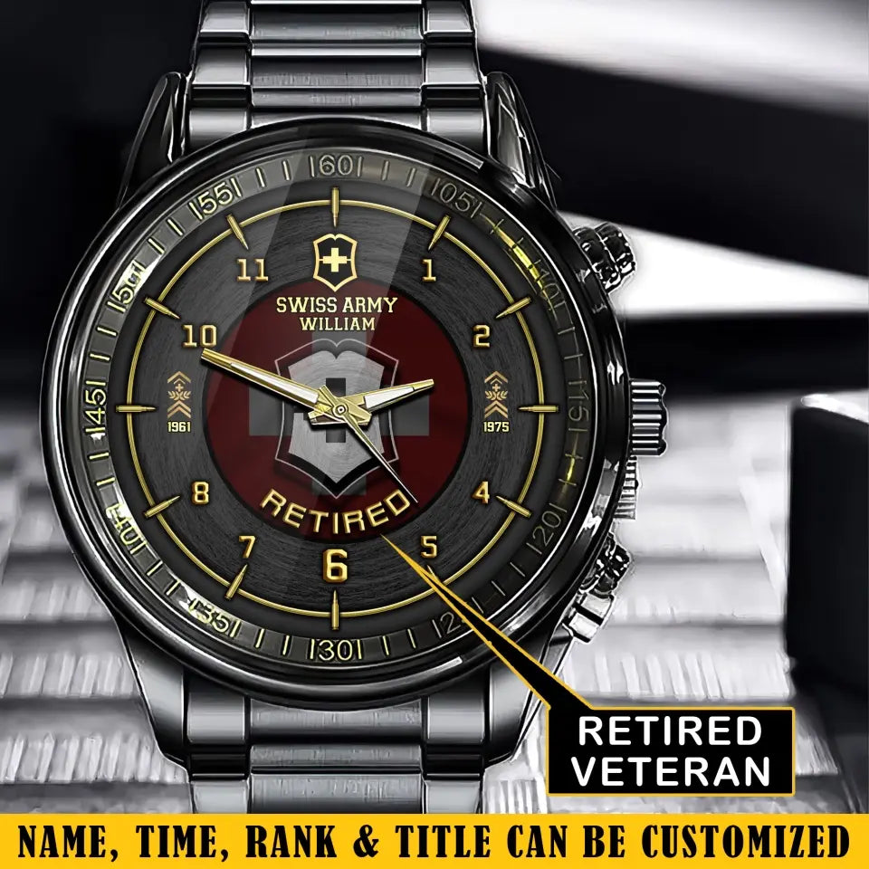 Personalized Retired Swiss Army Custom Name Watch Printed AHVA24747