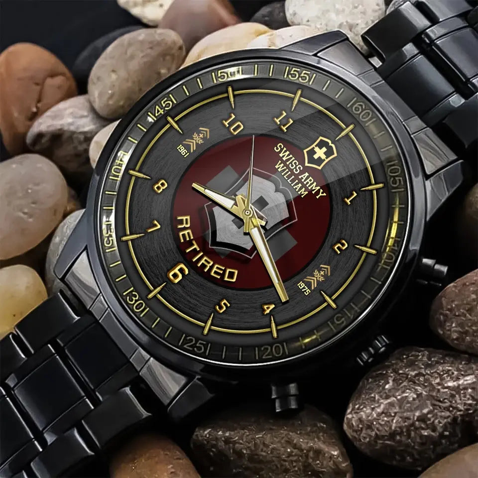 Personalized Retired Swiss Army Custom Name Watch Printed AHVA24747