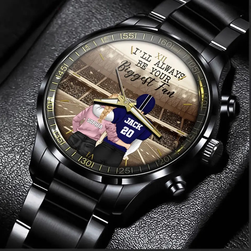 Personalized I'll Always Be Your Biggest Fan American Football Couple Women Watch Leather Band or Mechanical Watch Printed QTVQ24767