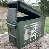 Personalized US Flag Jeep Car Custom Name Ammo Box Printed VQ24774