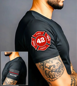 Personalized US Firefighter Custom Name & ID T-shirt Printed VQ24783