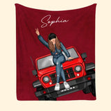 Personalized Jeep Girl Custom Name Sherpa or Fleece Blanket Printed HN24778