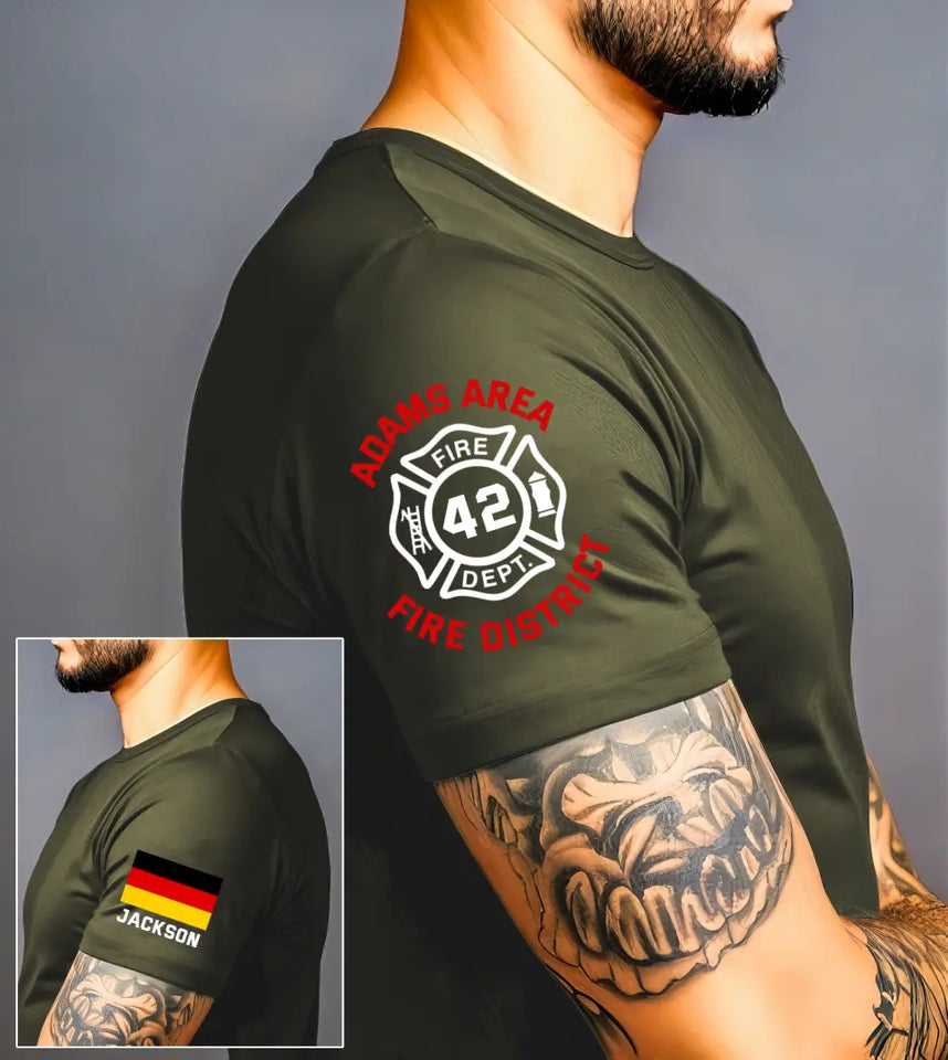 Personalized German Firefighter Custom Name & ID T-shirt Printed VQ24799