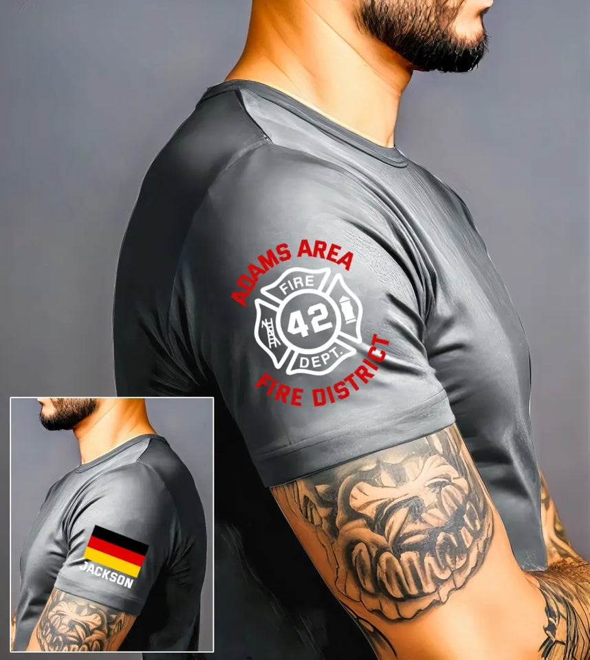 Personalized German Firefighter Custom Name & ID T-shirt Printed VQ24799