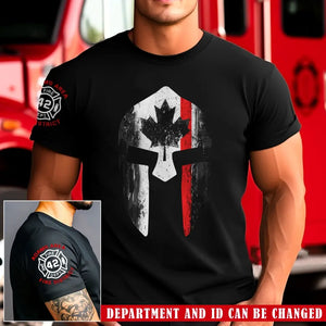 Personalized Canadian Firefighter Spartan Helmet Custom ID T-shirt Printed KH24801