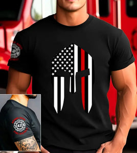 Personalized US Firefighter Spartan Helmet Custom ID T-shirt Printed KH24801