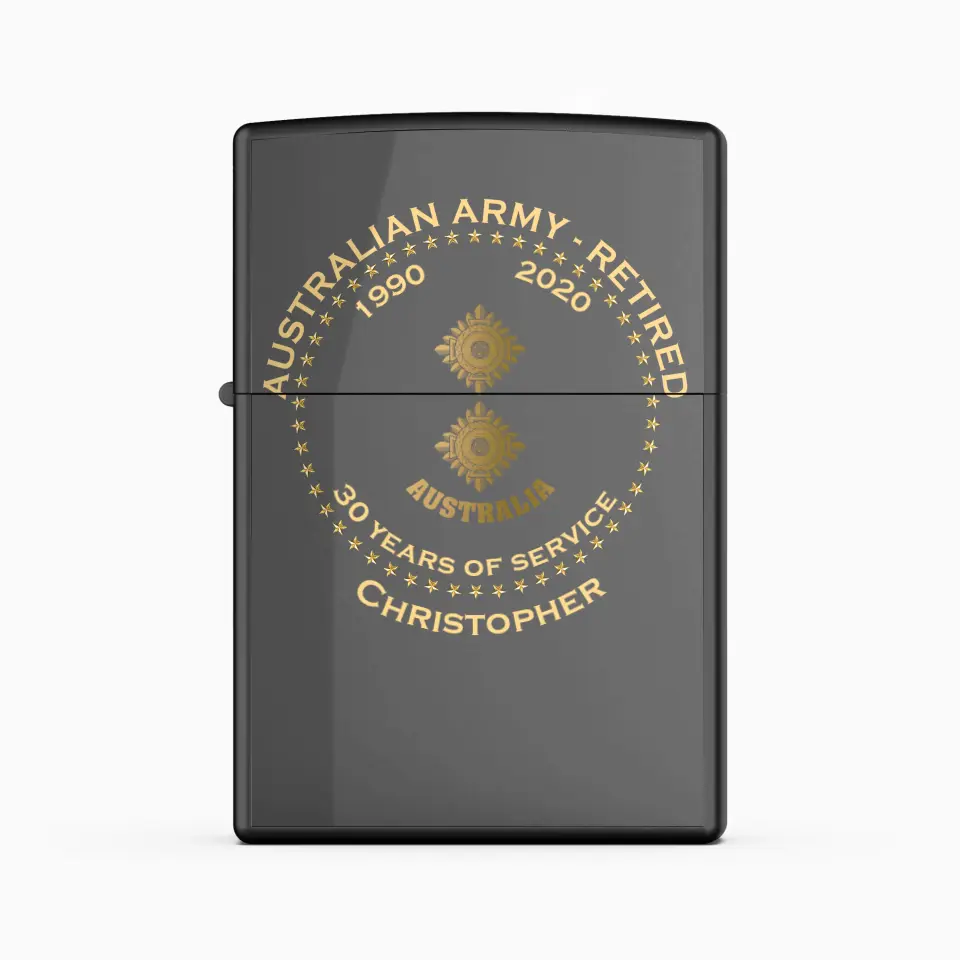 Personalized Australian Army Retired Custom Rank & Time Lighter Printed AHVQ24815