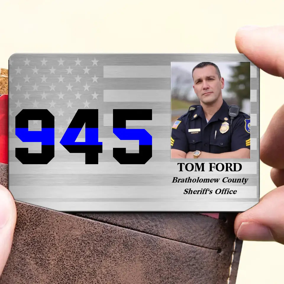 Personalized Upload Your Photo US Police Custom ID Aluminum Wallet Card Printed QTKH24809