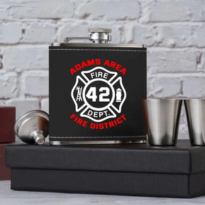 Personalized Canadian Firefighter Custom Name & Department Leather Flask Printed VQ24814