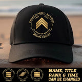 Personalized French Veteran Retired Custom Rank & Name Served Time Black Cap Printed AHVA24833
