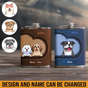 Personalized Dog Cute Dog Lovers Gift Leather Flask Printed HN24825