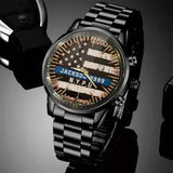 Personalized US Police Blueline Custom Name & Department Watch Printed QTKH24836