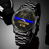 Personalized Australian Police Thin Blue Line Custom Name & ID Watch Printed QTKH24843