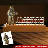 Personalized Upload Your Firefighter Photo & Custom Name LED Lamp Night Light Printed VQ24851