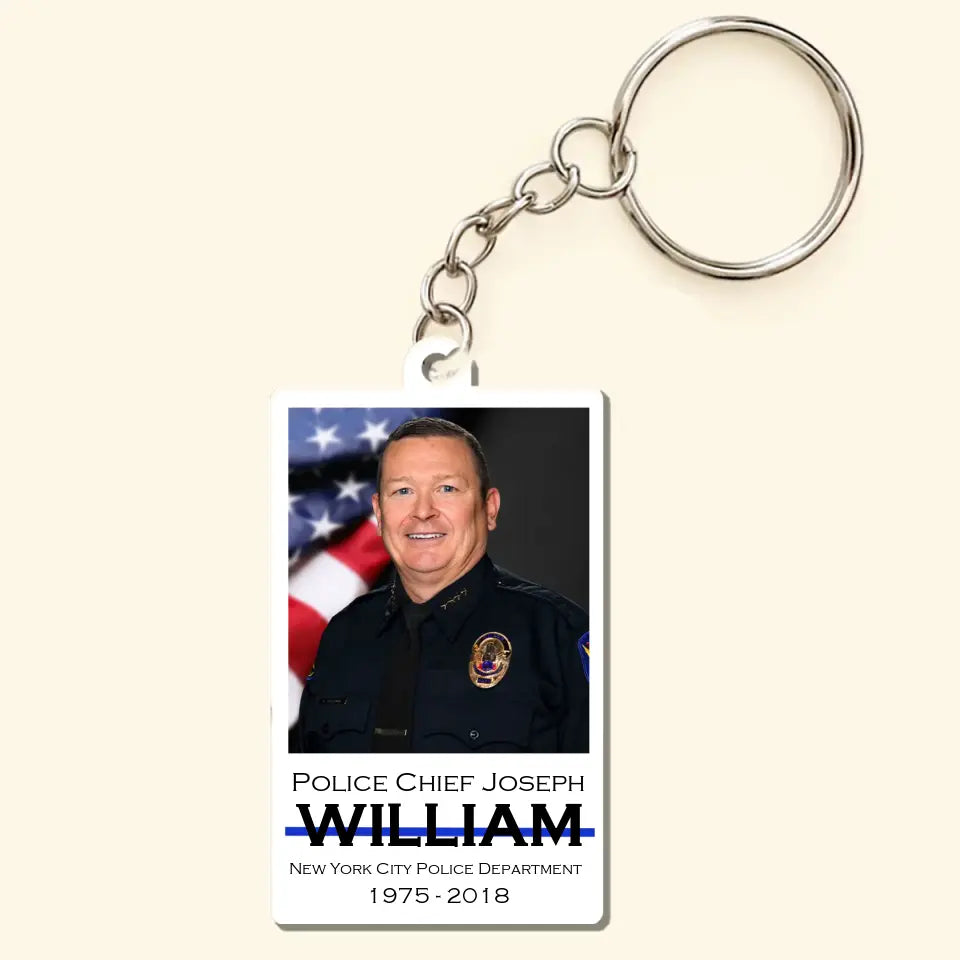 Personalized Upload Your Photo US Police Custom Name & Department Acrylic Keychain Printed VQ24822