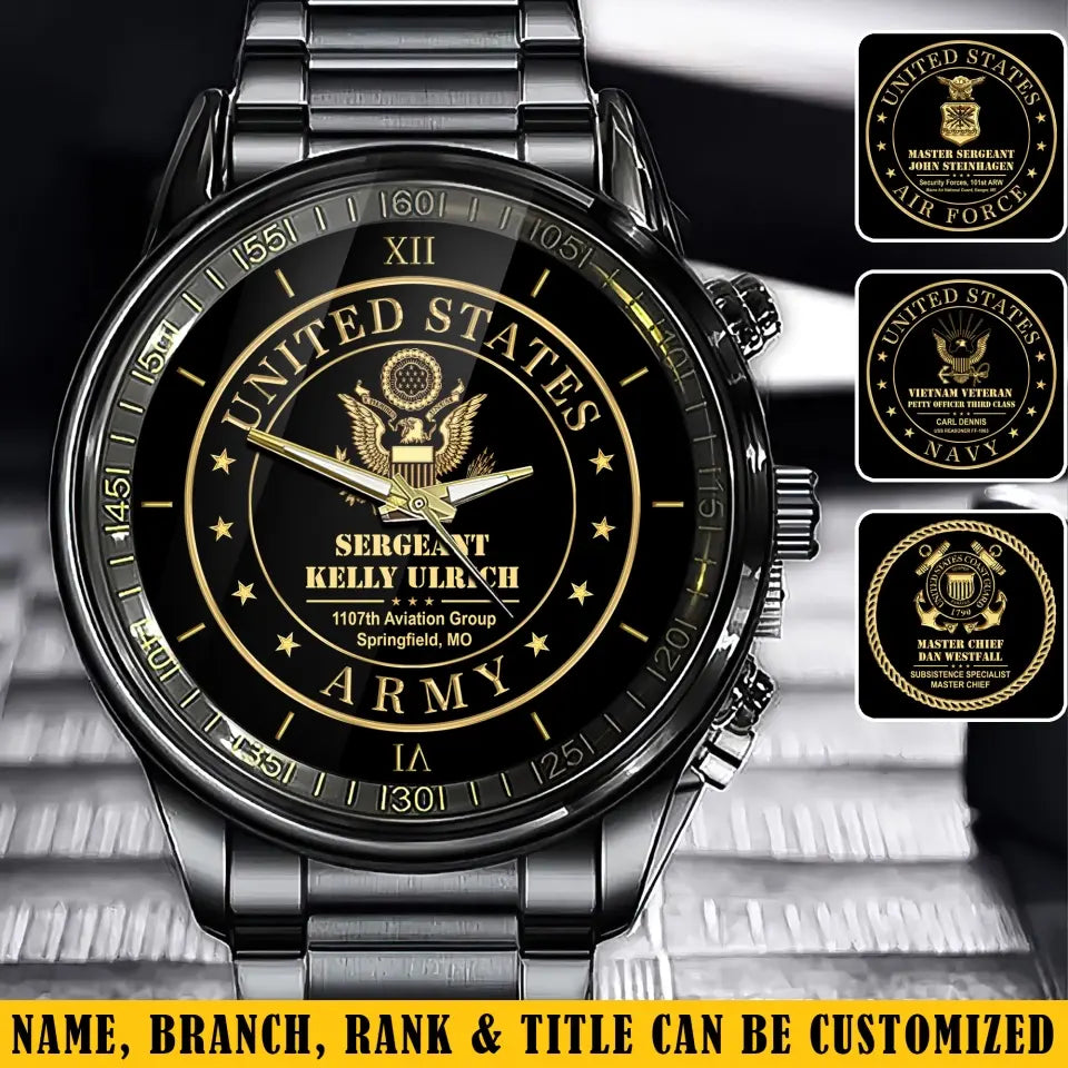 Personalized US Military Custom Branch & Name Watch Printed QTVA24846