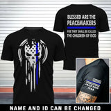 Personalized US Police Skull Blessed Are The Peacemakers For They Shall Be Called The Children Of God T-shirt Printed QTKH24865