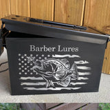 Personalized US Flag Fishing Custom Name Ammo Box Printed QTVQ24876