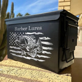 Personalized US Flag Fishing Custom Name Ammo Box Printed QTVQ24876