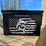 Personalized US Flag Fishing Custom Name Ammo Box Printed QTVQ24876