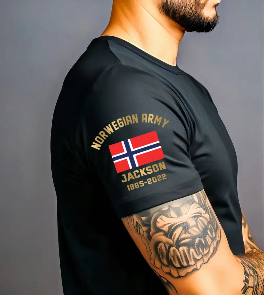 Personalized Norwegian Veteran Custom Name & Time T-shirt Printed KVH24878