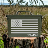 Personalized US Flag Camo Custom Name Ammo Box Printed KVH24881