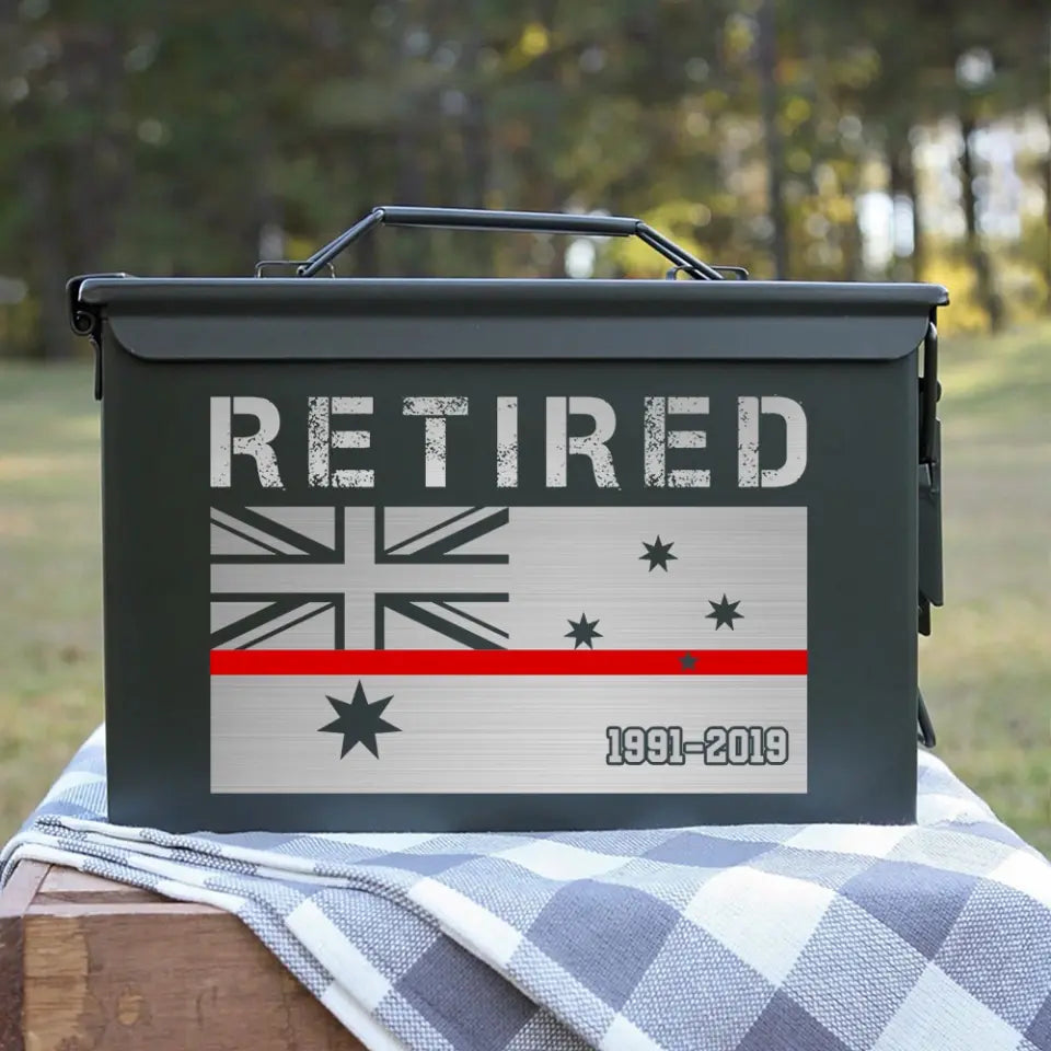 Personalized Retired Australian Firefighter Thin Red Line Custom Time Ammo Box Printed QTHN24882