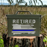 Personalized Retired US Police Thin Blue Line Custom Time Ammo Box Printed QTHN24882
