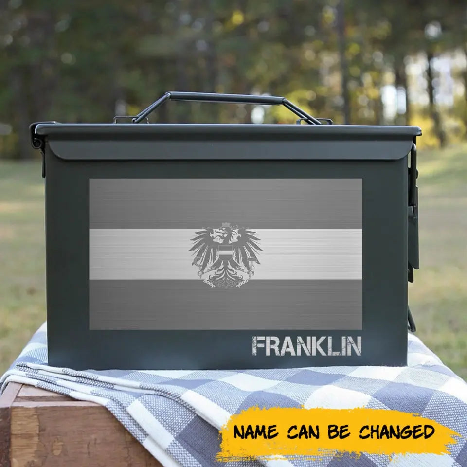 Personalized The Coat Of Arms Of Austria Flag Custom Name Ammo Box Printed HN24884