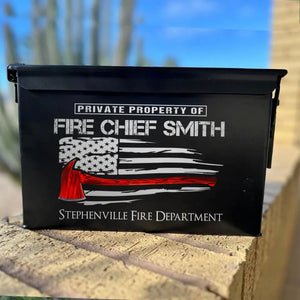 Personalized Private Property Of US Firefighter Custom Department Ammo Box Printed QTHN24887