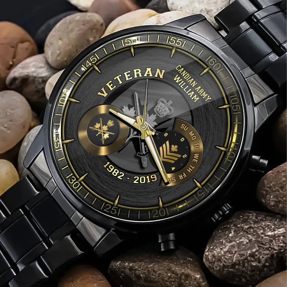 Personalized Canadian Army Logo Custom Rank & Name Watch Printed AHVQ24886