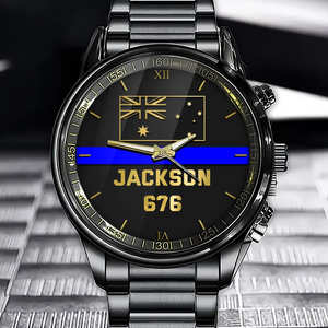 Personalized Australian Police Thin Blue Line Custom Name & ID Watch Printed QTKH24843