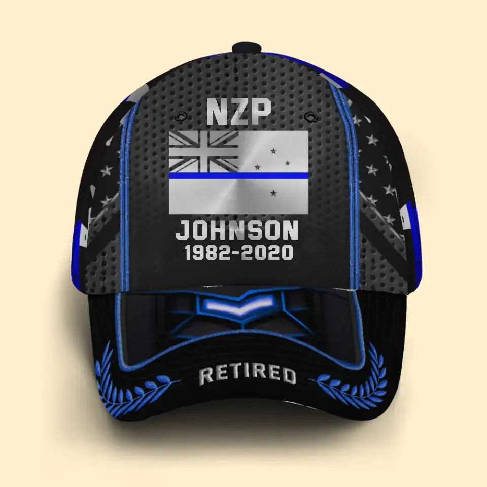 Personalized Retired New Zealand Police Custom Name & Department Cap 3D Printed AHVQ24903