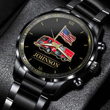 Personalized Trucker US Flag Custom Name Watch VA24904