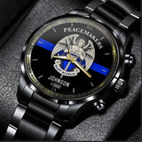 Personalized Peacemakers Saint Michael The Police Angle Blue Line Custom Name Watch VQ24910